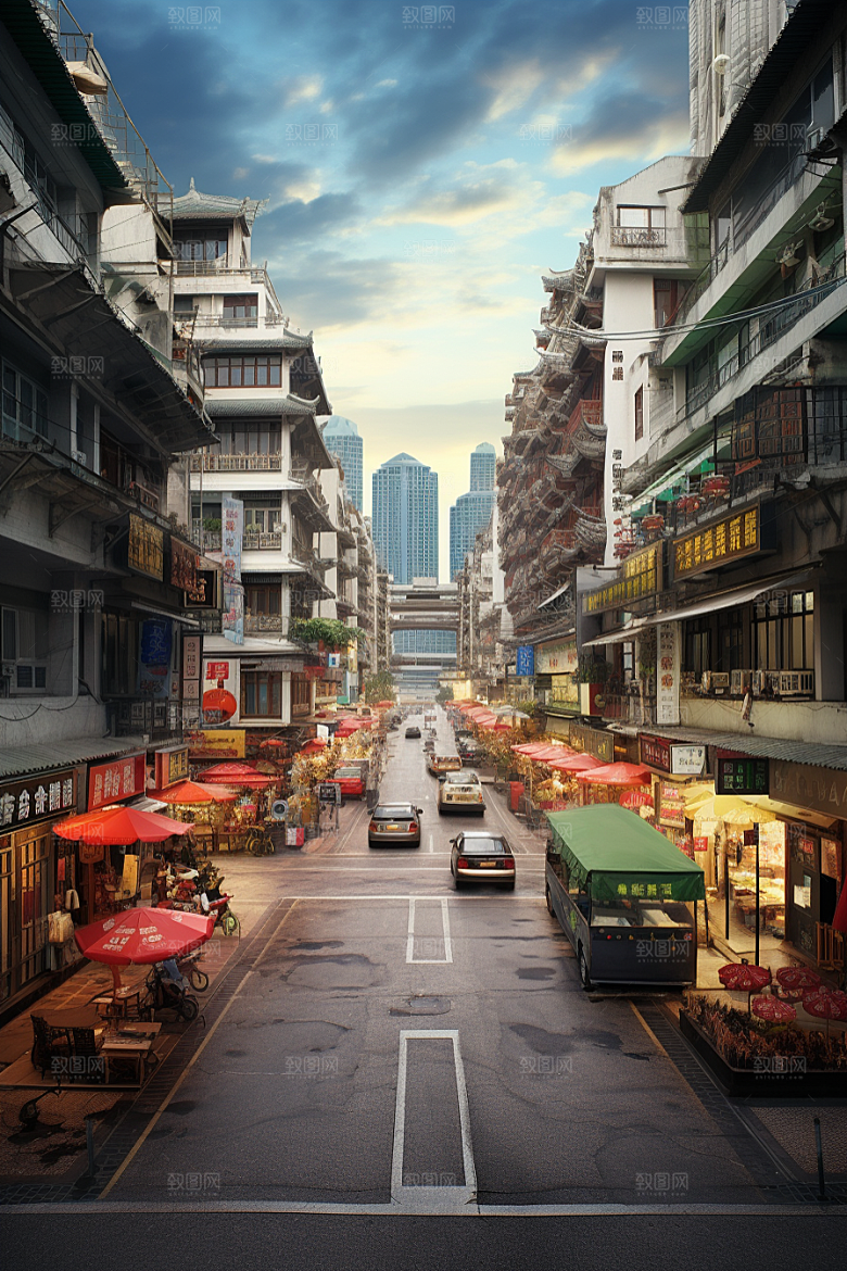 城市街景赛博朋克游戏原画素材