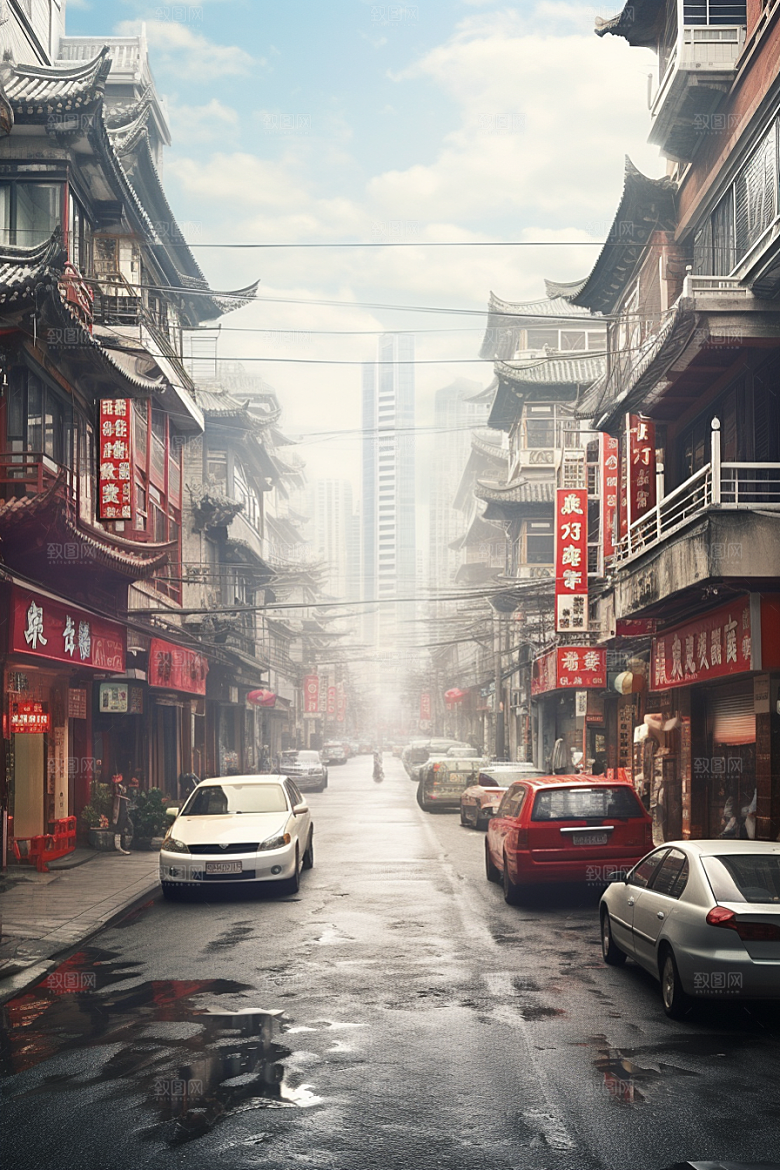 城市街景建筑超现实素材