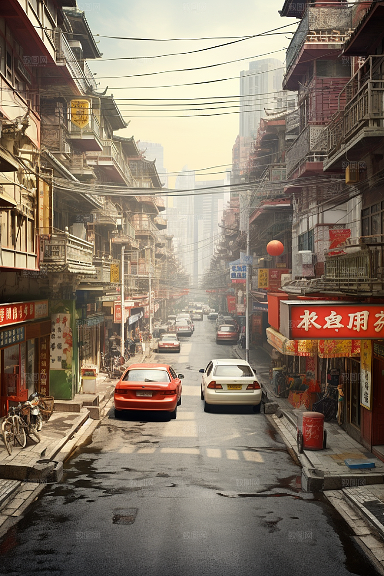 城市街景氛围建筑素材