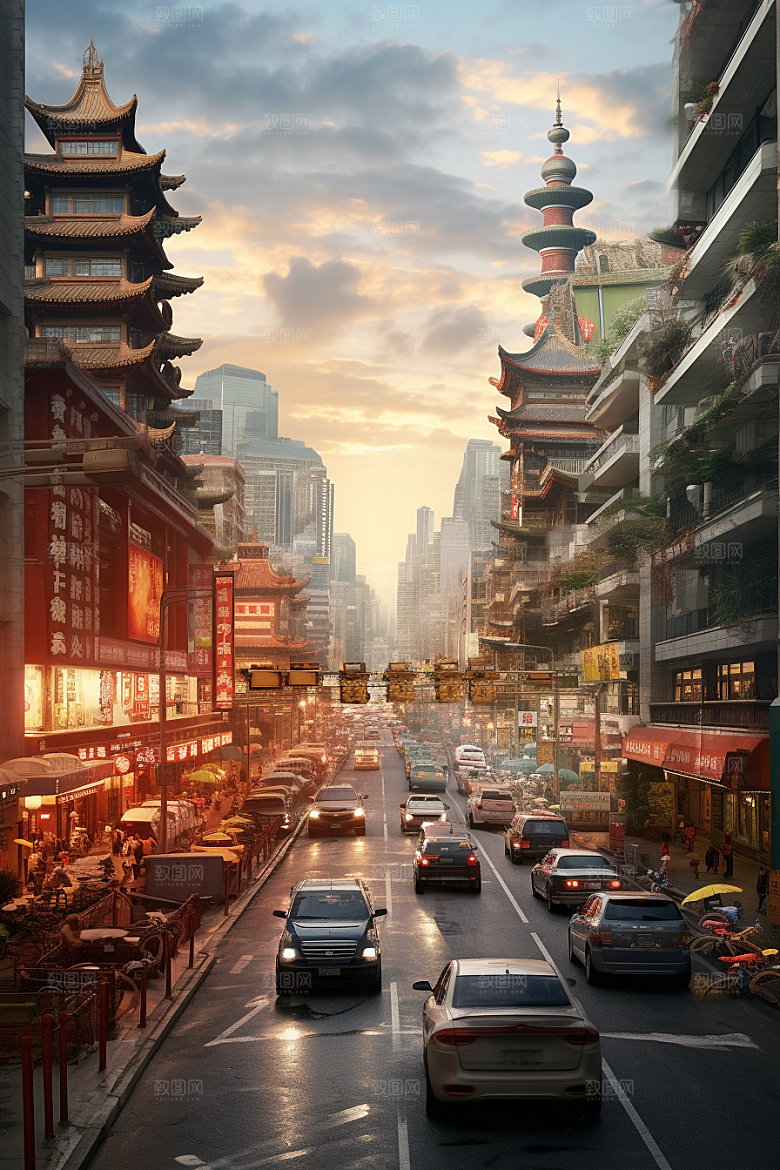 城市街景建筑游戏原画素材