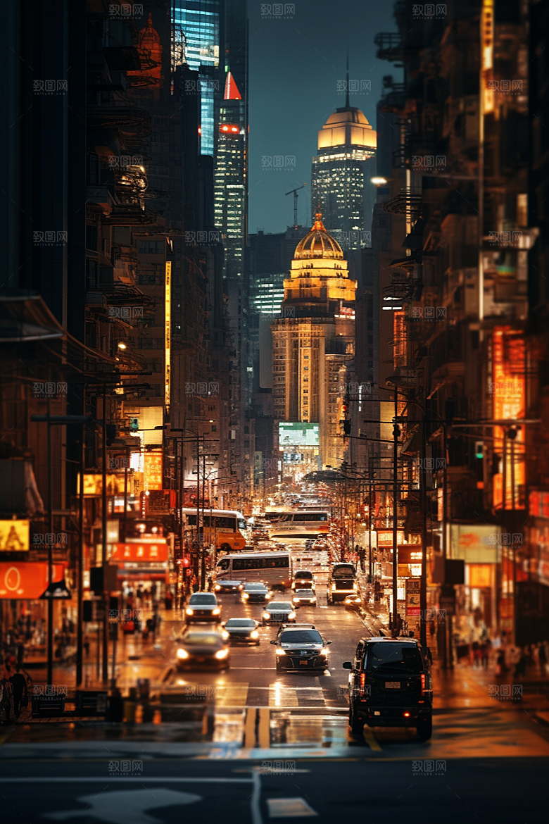 城市街景赛博朋克氛围素材