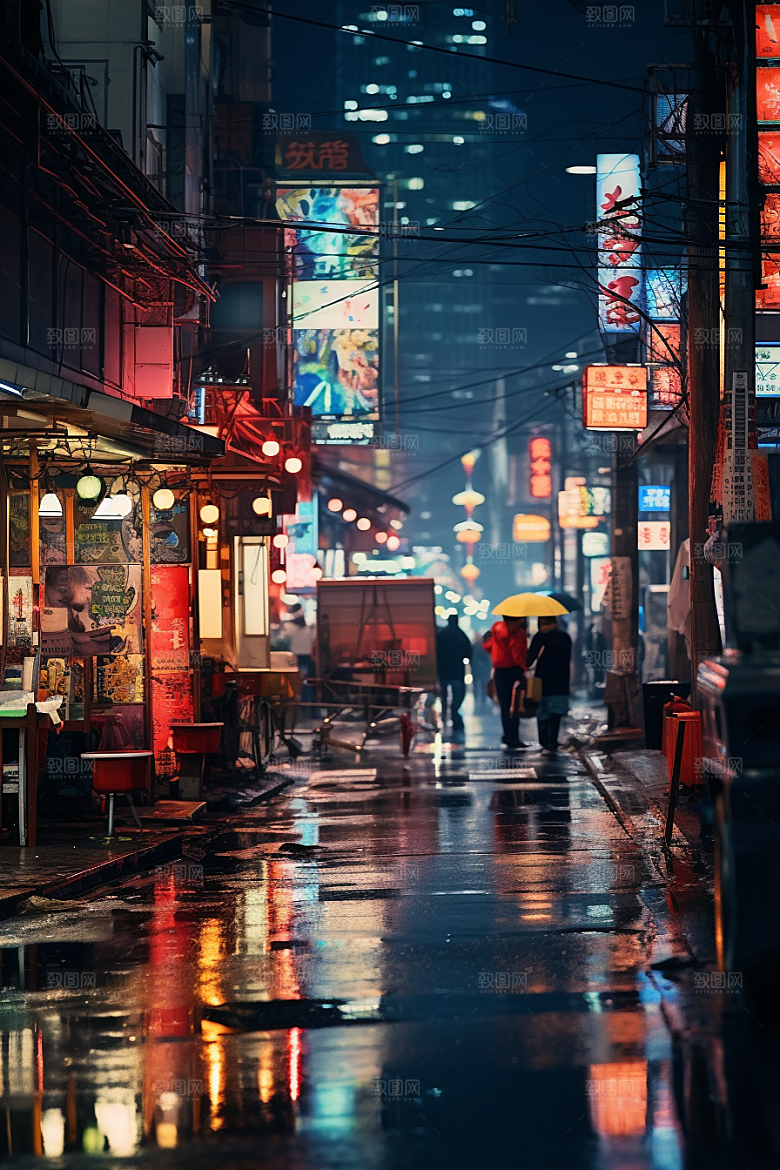 城市街景超现实赛博朋克素材