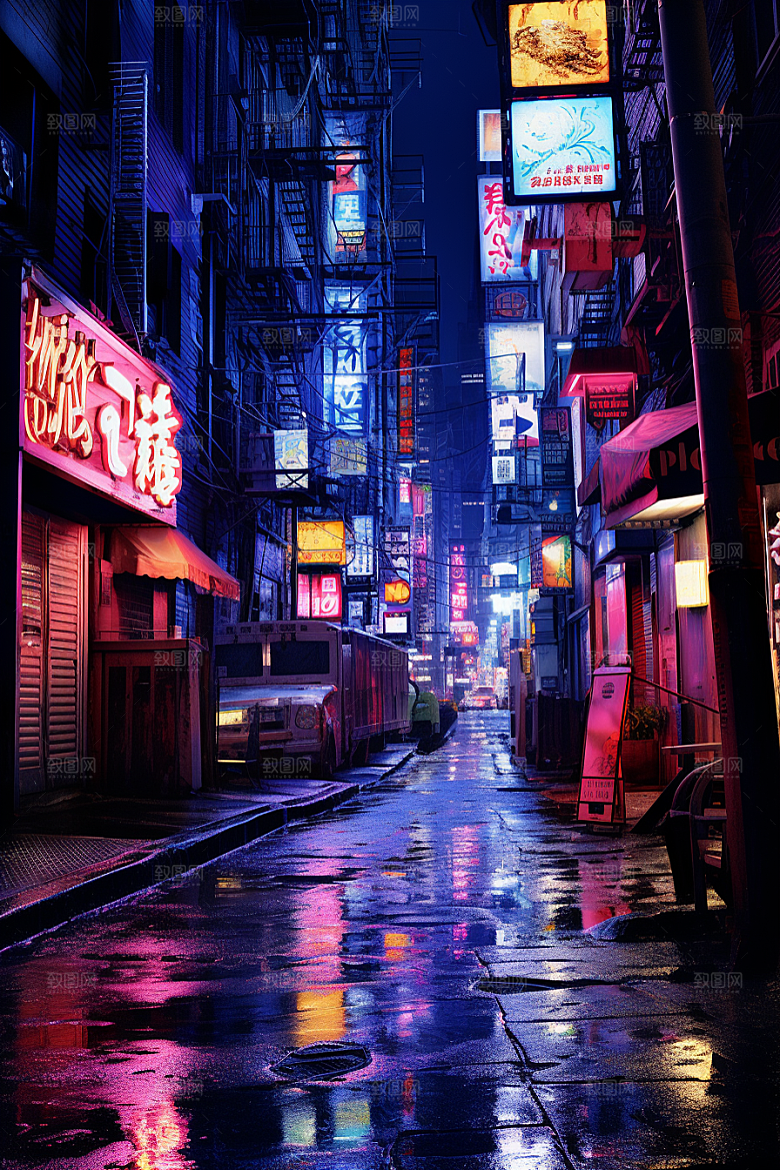 城市街景街道赛博朋克素材