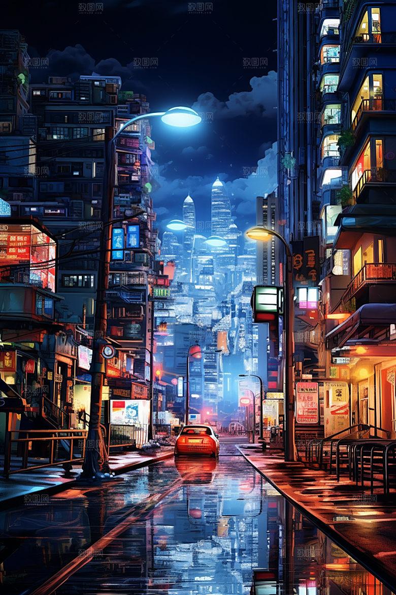 城市街景超现实高清素材