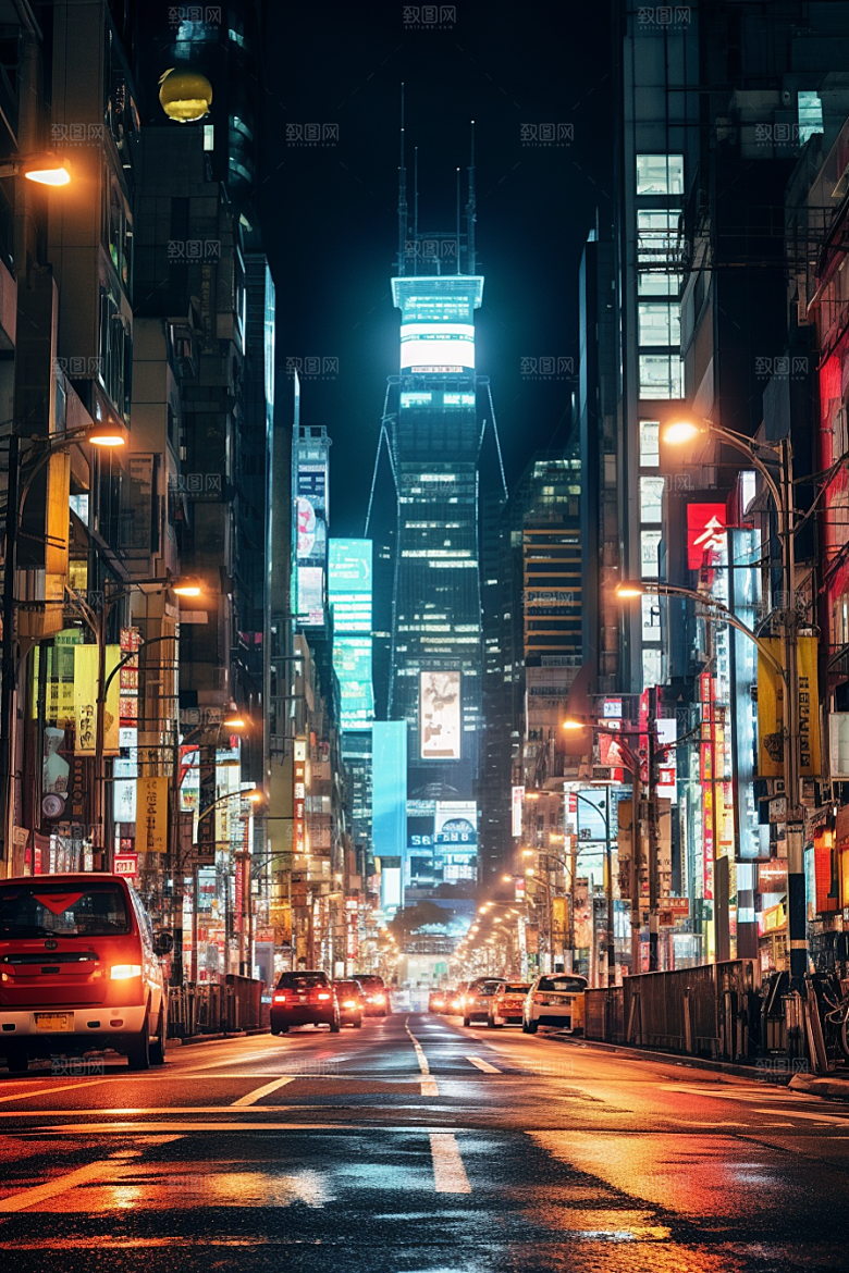 城市街景超现实赛博朋克素材