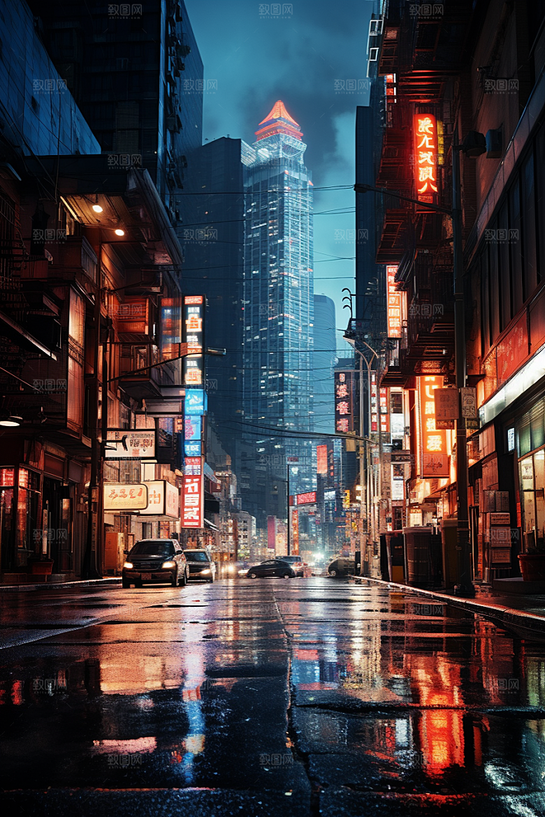 城市街景赛博朋克高清素材