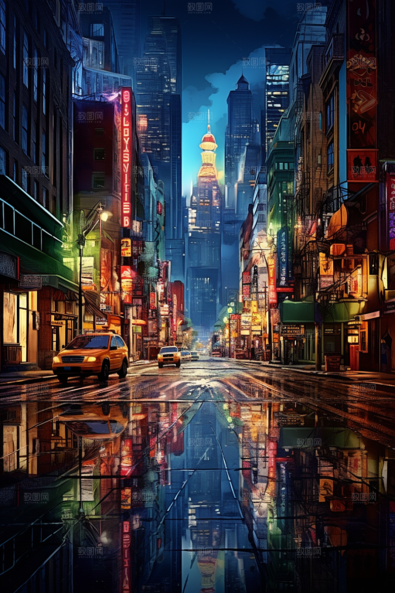 城市街景游戏原画氛围素材