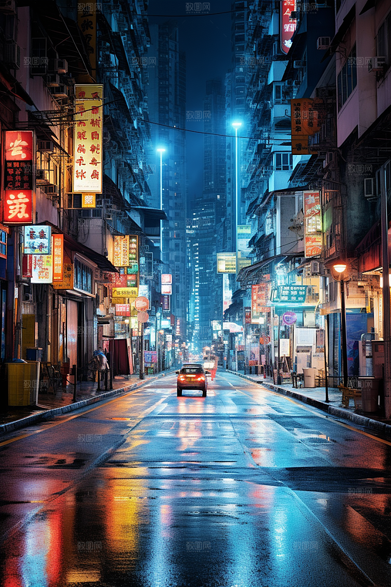 城市街景街道赛博朋克素材