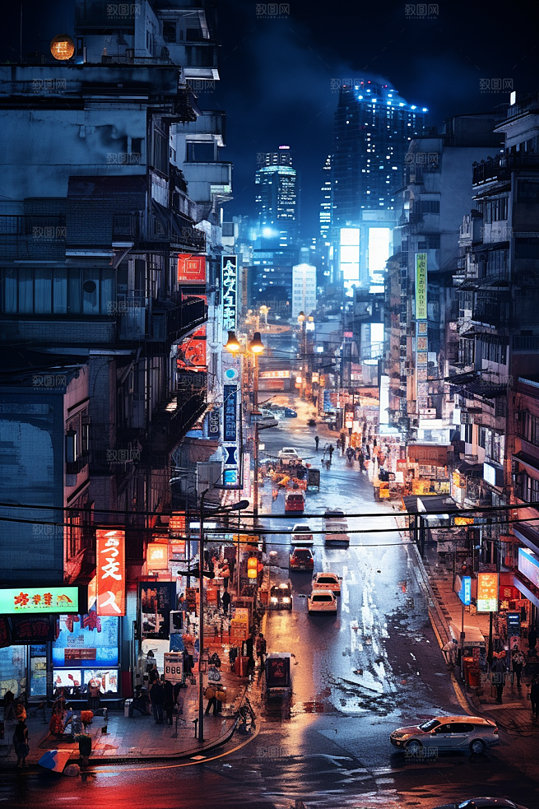 城市街景氛围街市素材