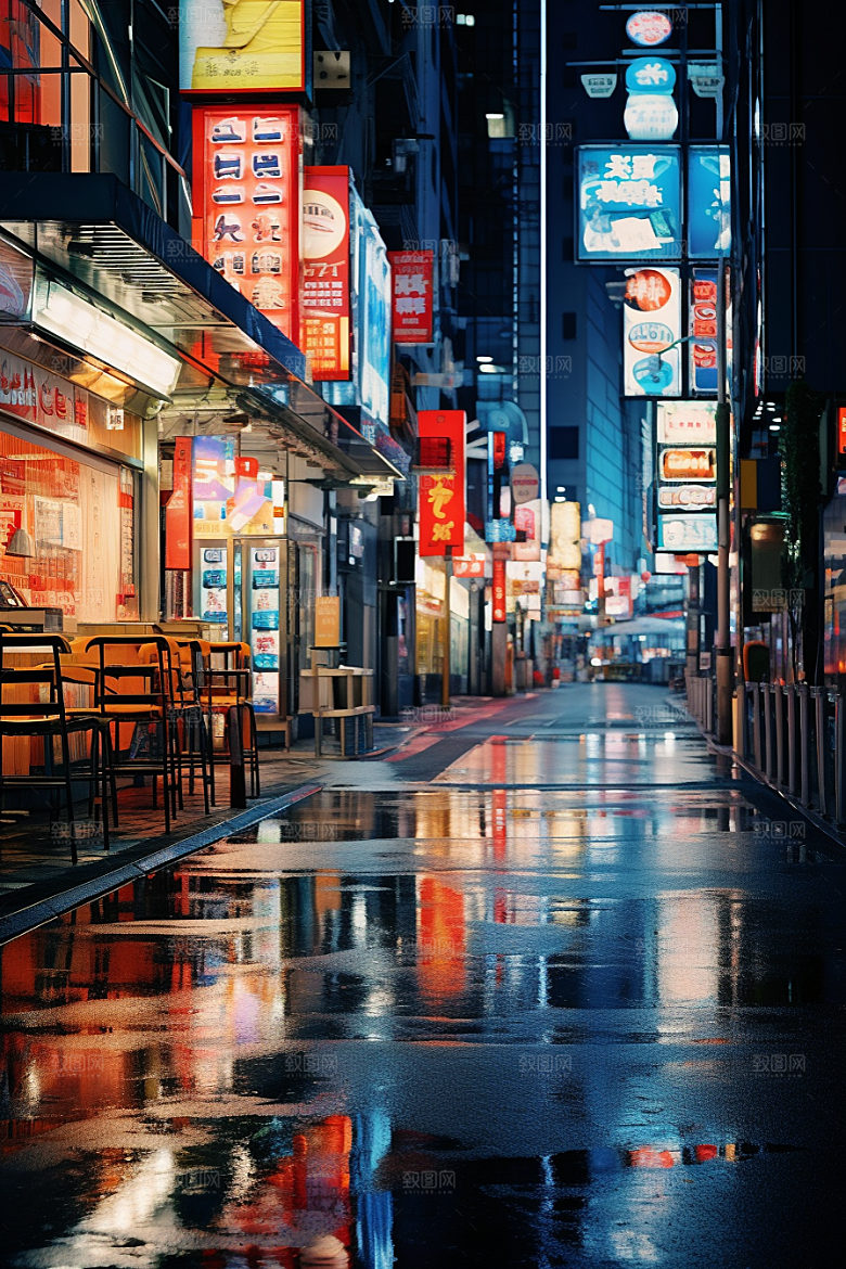 城市街景赛博朋克街道素材