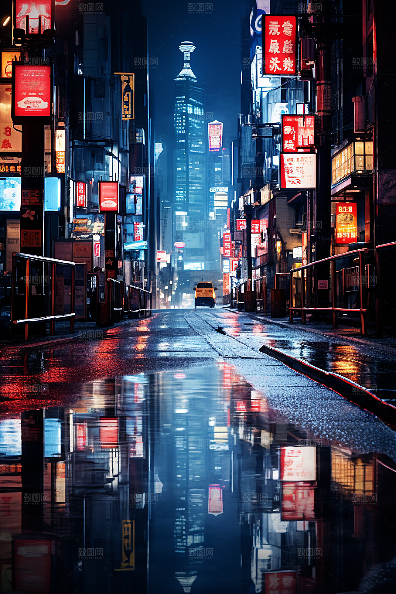 城市街景赛博朋克游戏原画素材