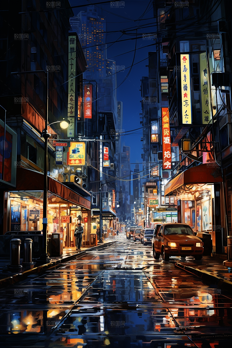 城市街景氛围游戏原画素材