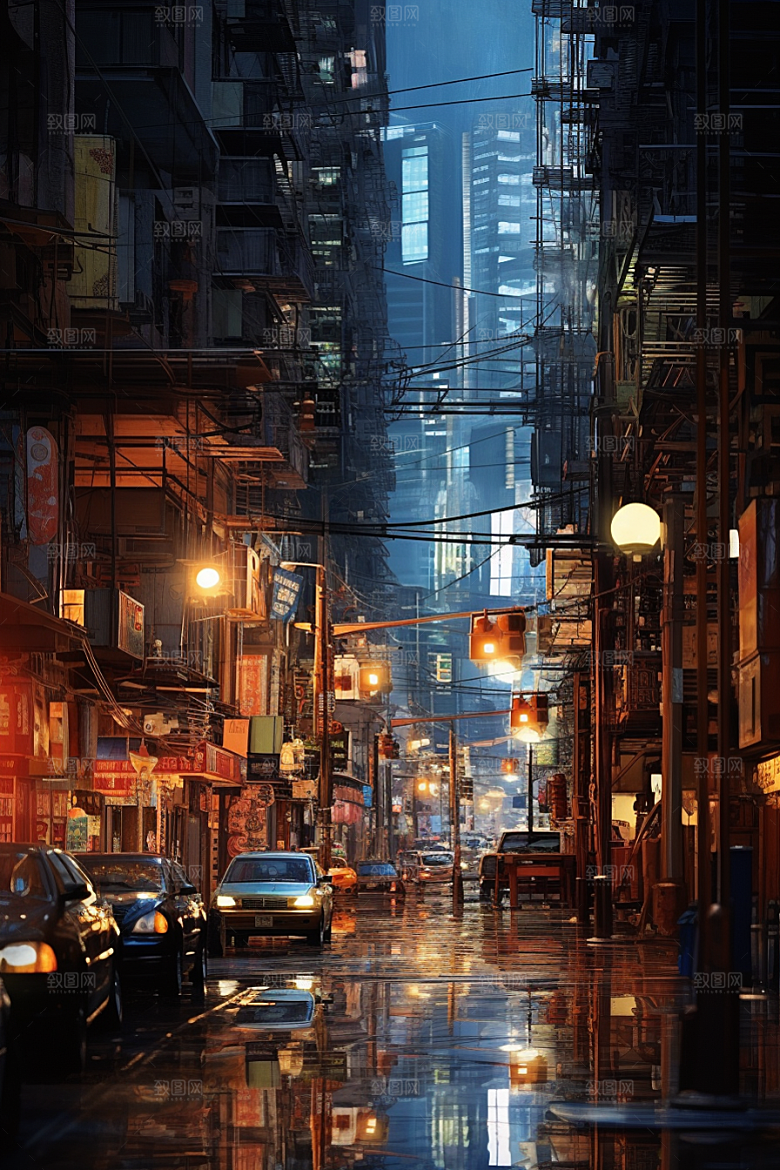城市街景街道赛博朋克素材