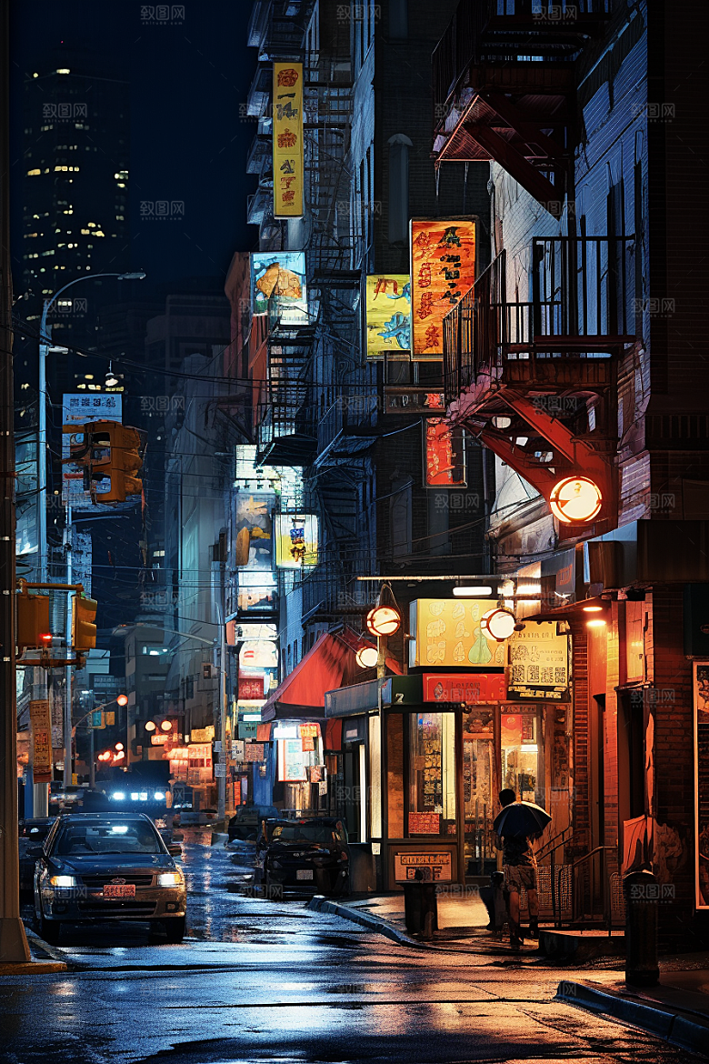 城市街景赛博朋克游戏原画素材
