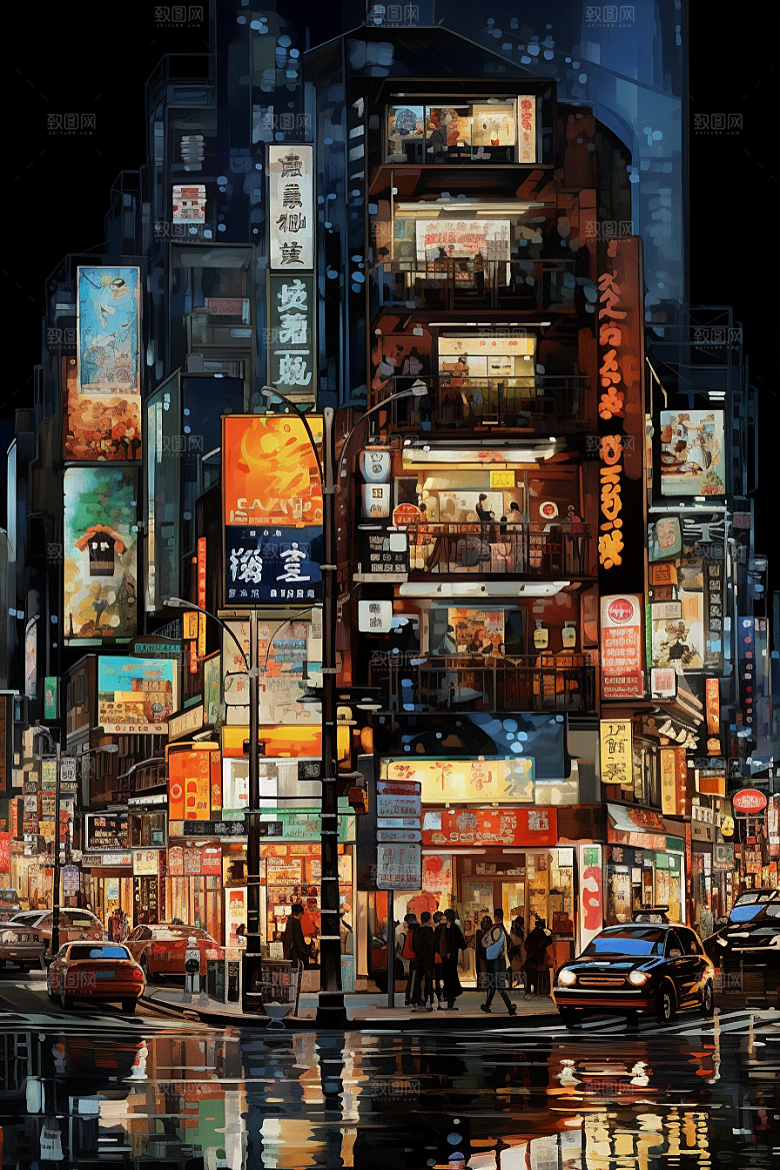 城市街景建筑游戏原画素材