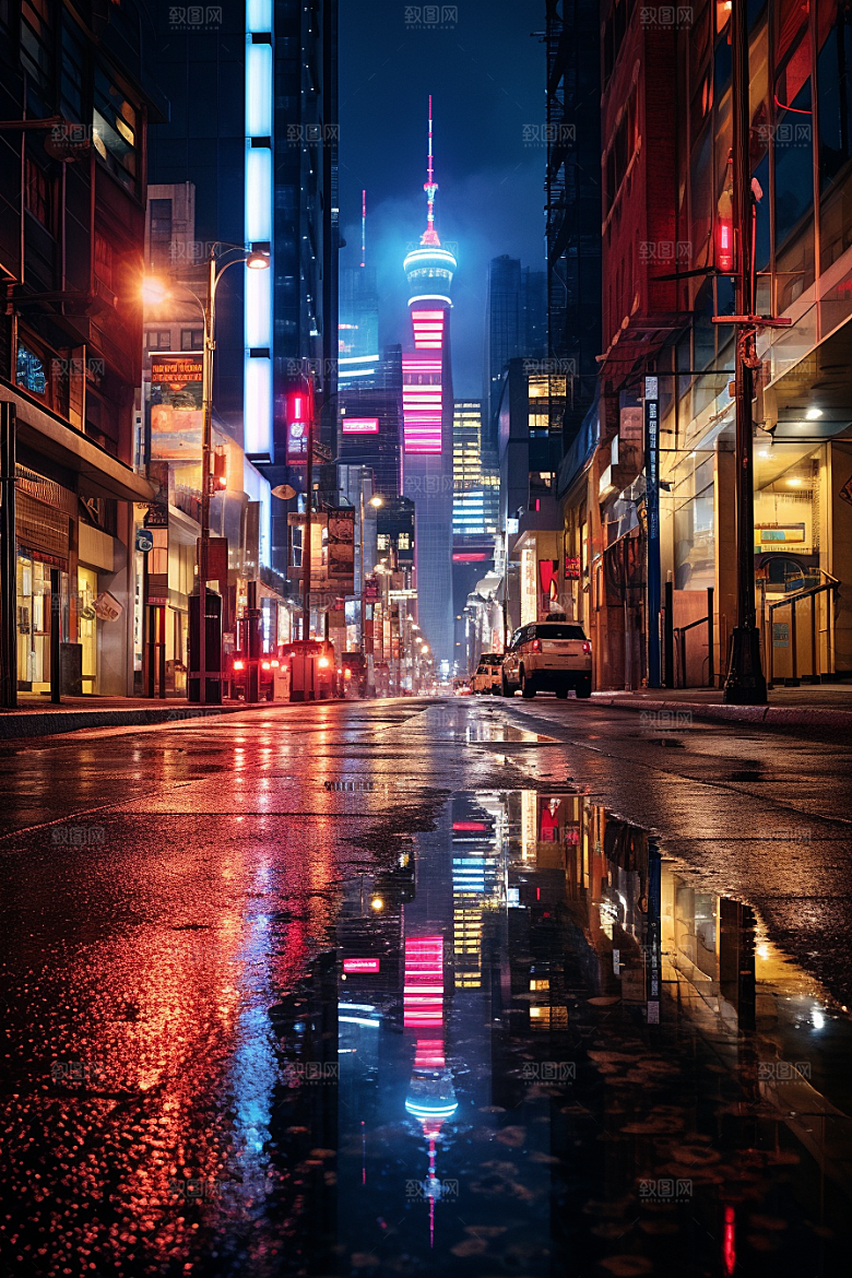 城市街景赛博朋克建筑素材