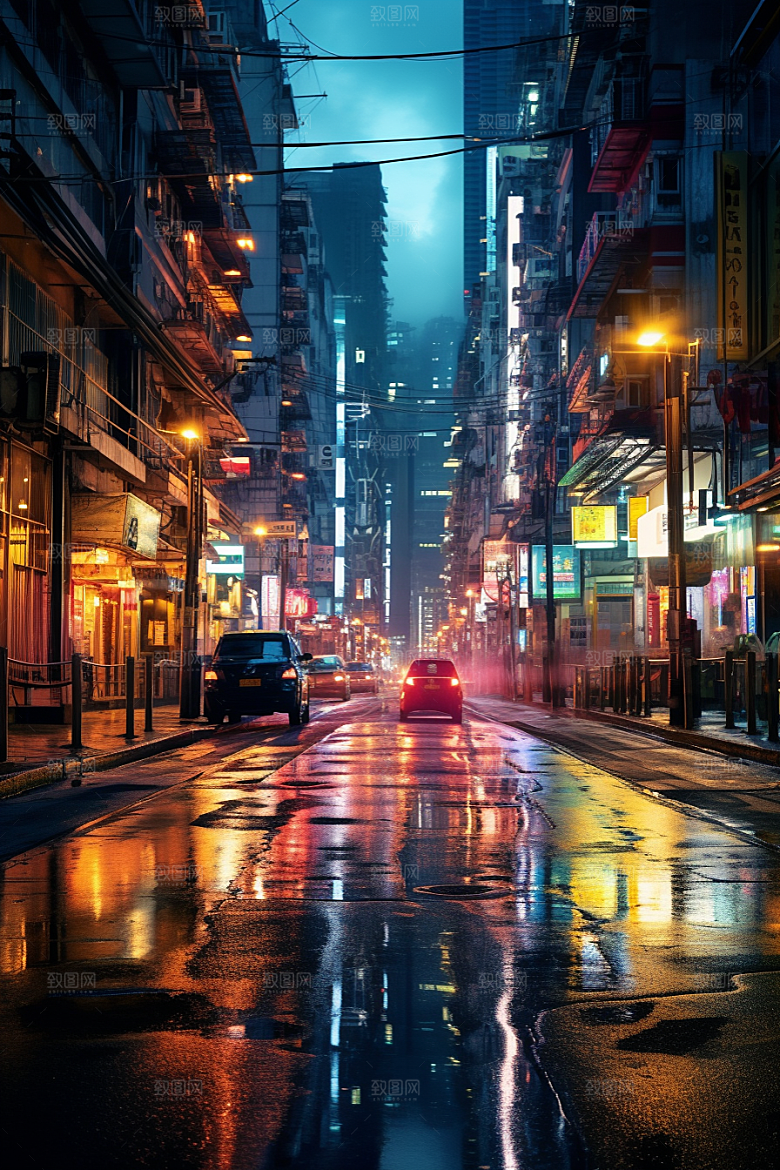 城市街景氛围街市素材