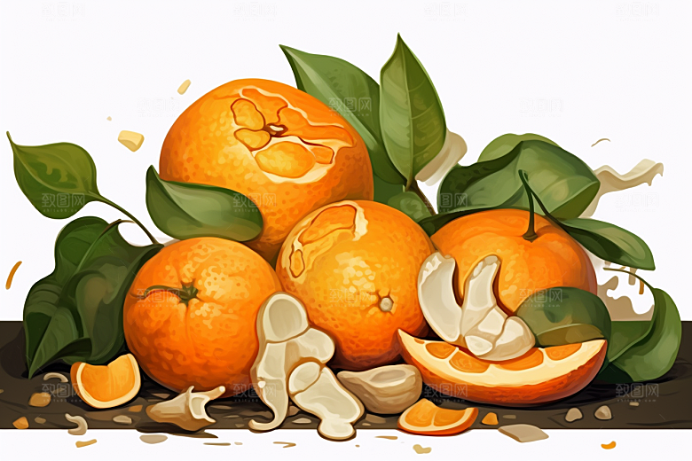 陈皮养生中医插画