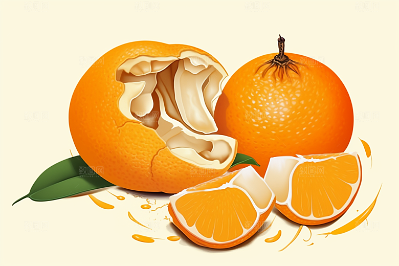 陈皮健康中药材插画