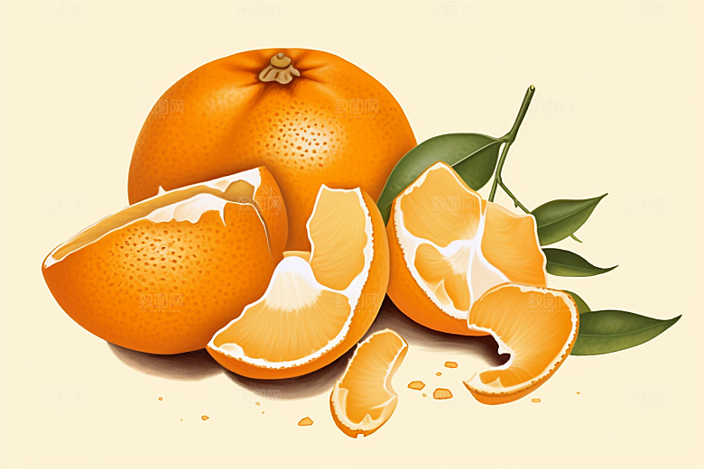 陈皮中药材医学插画