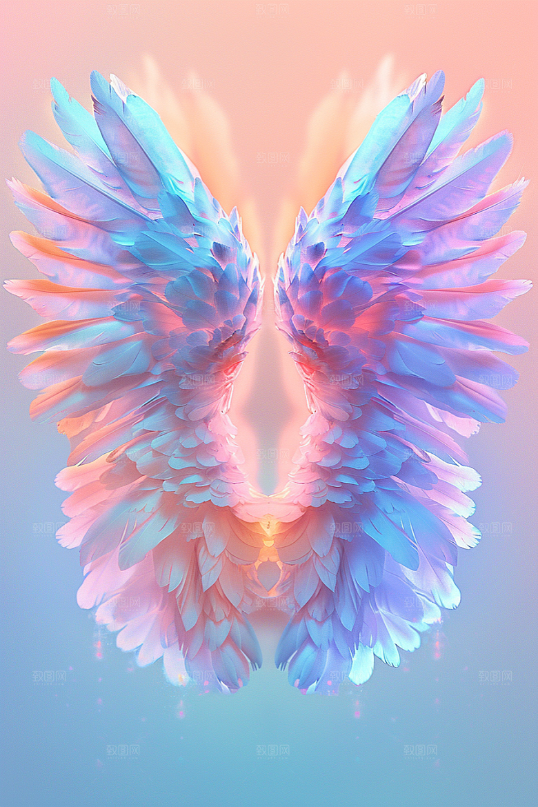 梦幻翅膀浪漫羽毛素材