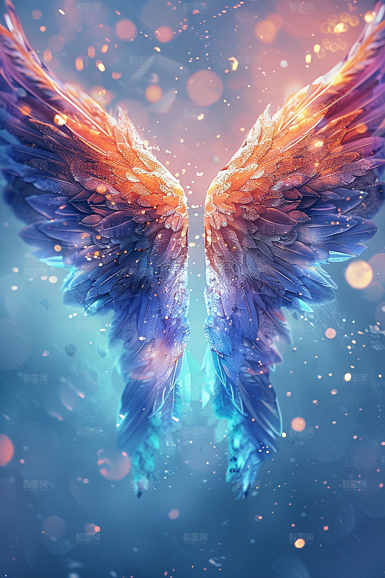 梦幻翅膀羽毛梦幻素材