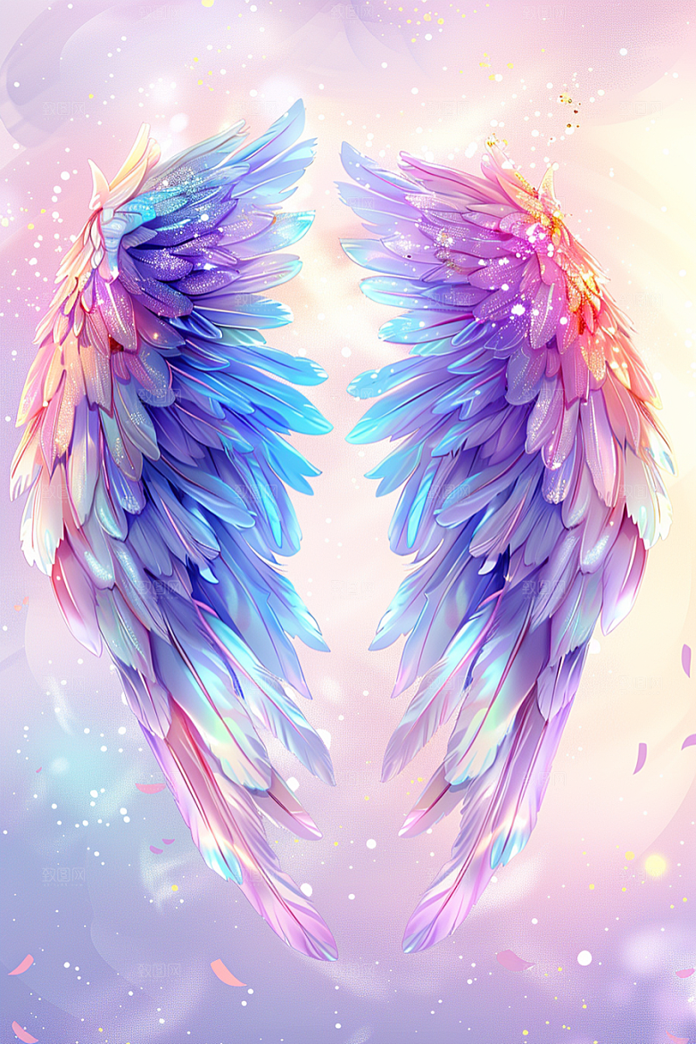 梦幻翅膀浪漫渐变素材