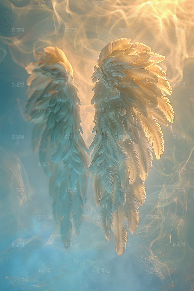 梦幻翅膀浪漫羽毛素材