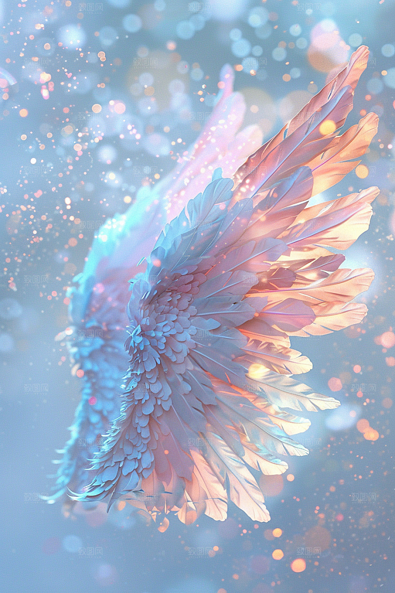梦幻翅膀浪漫渐变素材