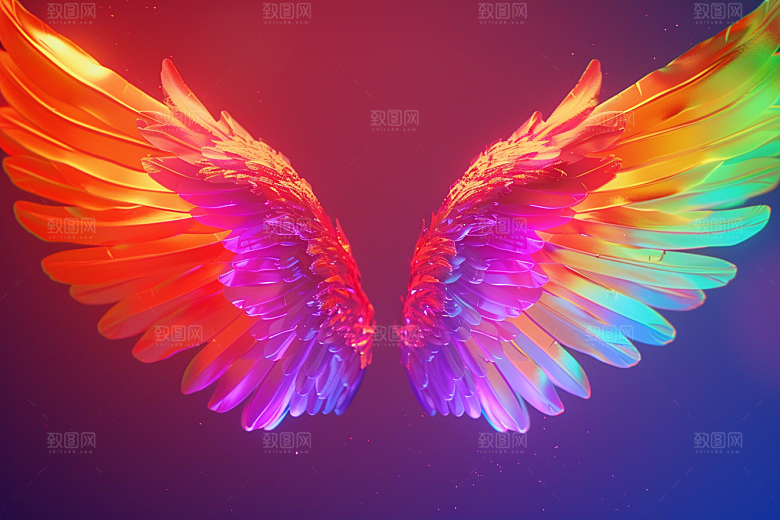 梦幻翅膀渐变唯美素材
