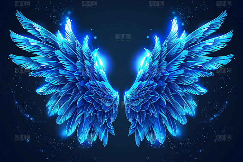 梦幻翅膀浪漫渐变素材