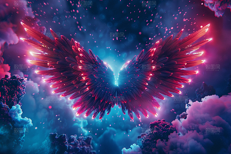 梦幻翅膀唯美渐变素材