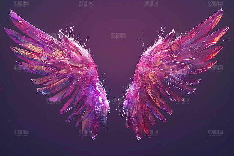 梦幻翅膀浪漫渐变素材