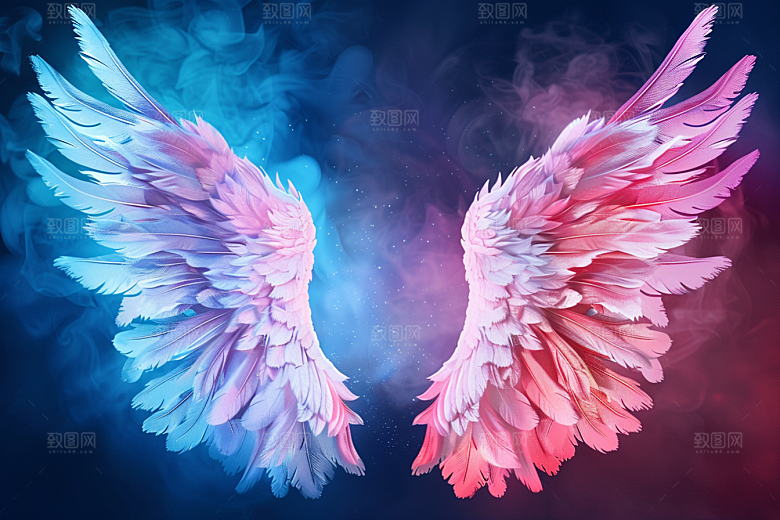 梦幻翅膀羽毛渐变素材