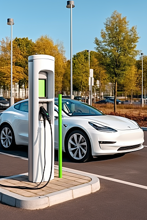 新能源充电桩电动车汽车摄影图