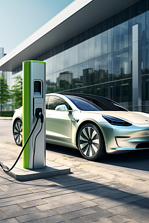 新能源充电桩电车绿色能源摄影图