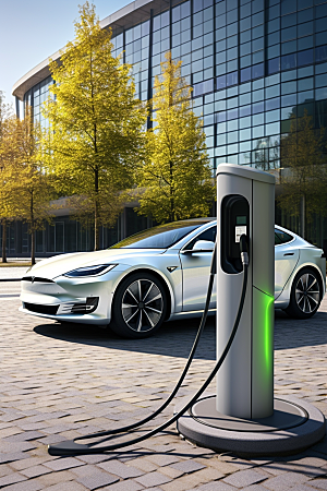 新能源充电桩电动车清洁能源摄影图