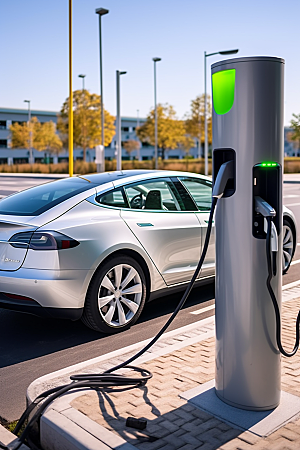 新能源充电桩电动车绿色能源摄影图