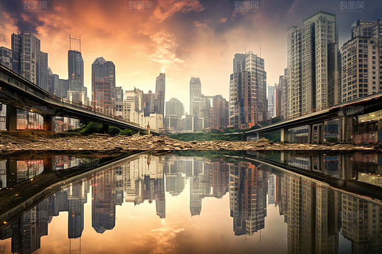 重庆城市3D立体赛博朋克视觉场景