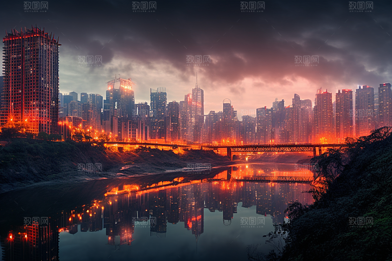 重庆城市大气建筑视觉场景