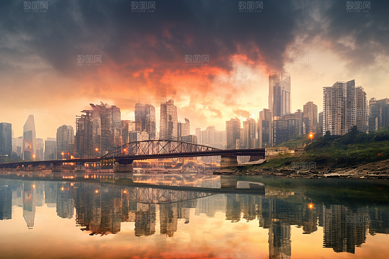 重庆城市赛博朋克山城视觉场景