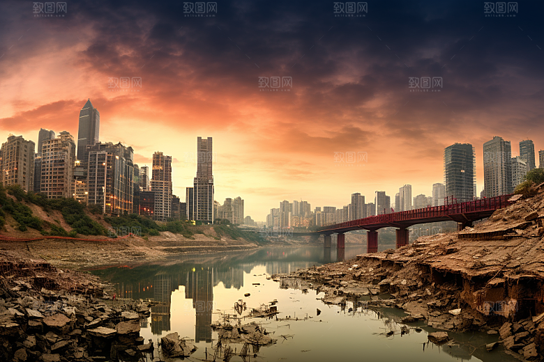 重庆城市大气赛博朋克视觉场景