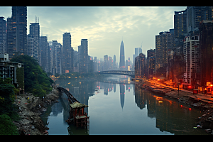 重庆城市大气山城视觉场景
