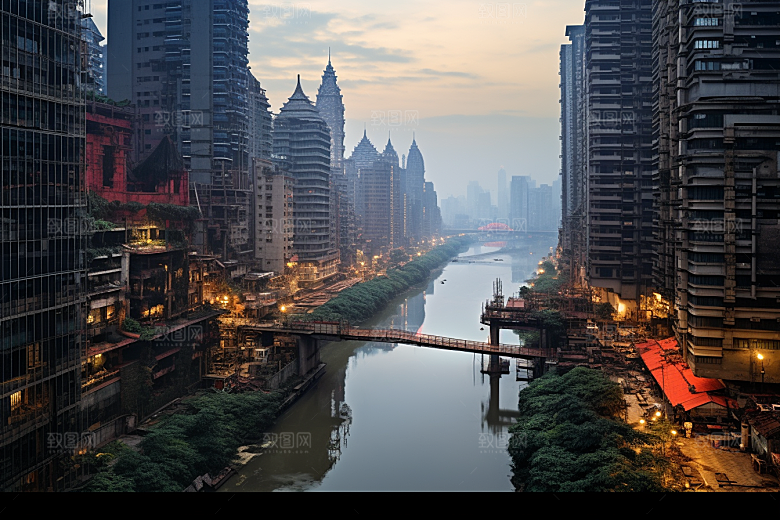 重庆城市风光3D立体视觉场景