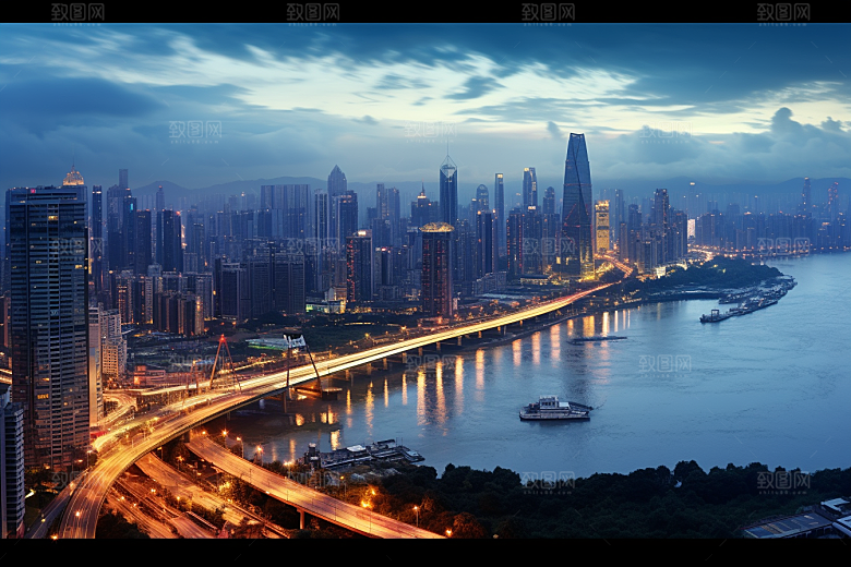 重庆城市3D立体建筑视觉场景