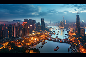 重庆城市3D立体建筑视觉场景