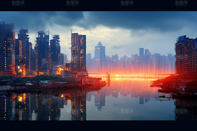 重庆城市3D立体赛博朋克视觉场景
