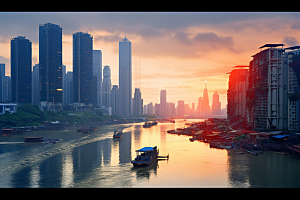 重庆城市风光3D立体视觉场景