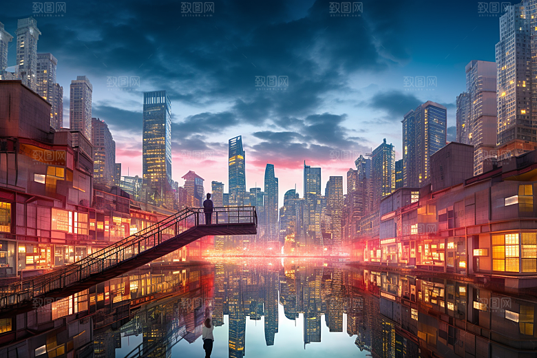 重庆城市建筑3D立体视觉场景