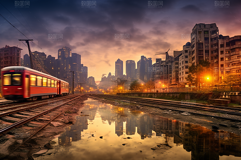 重庆城市风光赛博朋克视觉场景